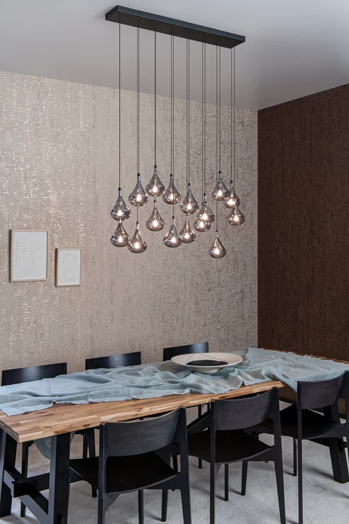 Lucide TEARS - Suspension - LED Dim. - G4 - 16x1,5W 3000K - Noir - ambiance 2